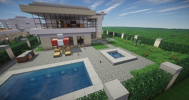 minecraft, pool, architecture