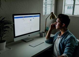 Things to Keep in Mind Before Using a Personal Loan for Your Startup man in blue denim jacket facing turned on monitor