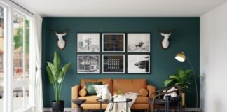 brown wooden framed white padded chairs