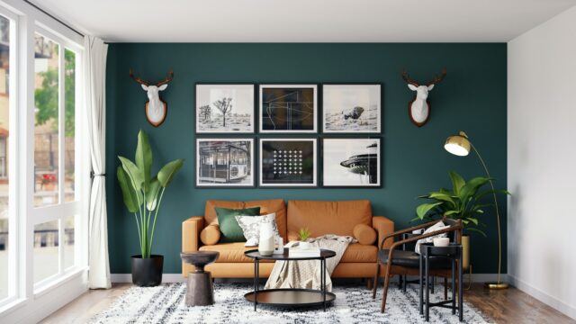 Photo by Spacejoy brown wooden framed white padded chairs