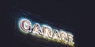 white garage neon light signage