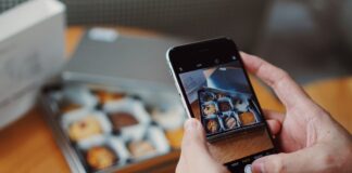 person using phone camera