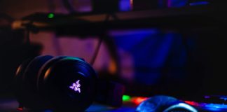Razer headset near computer mouse
