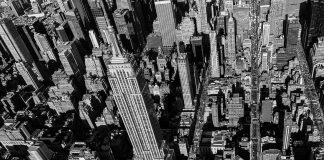 grayscale aerial photography of Empire State Building