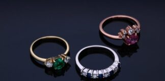 silver and green stone ring