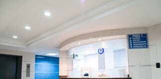 white concrete counter stand