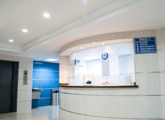 Medical Billing Software white concrete counter stand