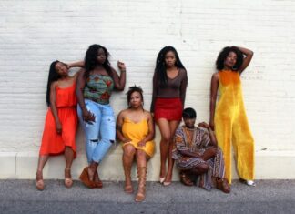 What Is Amiclubwear or What Is Its Work? six women leaning on white wall