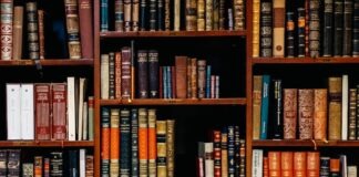 assorted-title of books piled in the shelves
