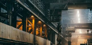 black metal empty building