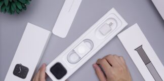 space gray aluminum case Apple Watch and charger in box