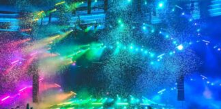 group of people in front of stage