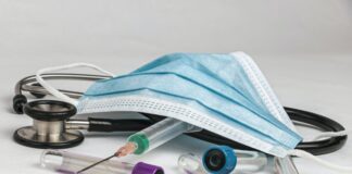 blue textile on white table