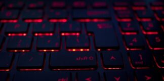 closeup photo of black and red keyboard