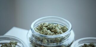 clear glass jar filled with kush