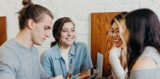 A group of friends at a coffee shop