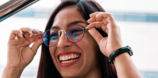 woman wearing eyeglasses with black frame
