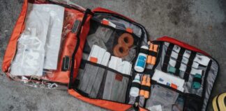 orange white and black bag