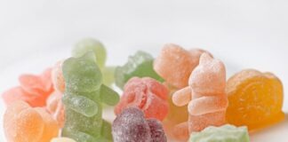 orange green and pink candies