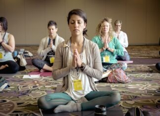group of people doing yoga