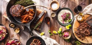 grilled meat on black pan