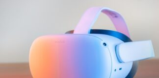 pink and white vr goggles