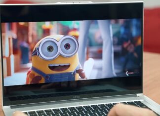 a laptop with a cartoon character on the screen