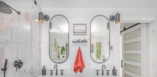 white ceramic sink with mirror