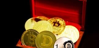 gold and red round coins