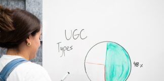 a woman writing on a whiteboard with a marker