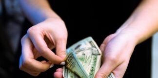 person holding fan of 100 us dollar bill