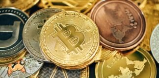 a pile of gold and silver bitcoins