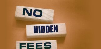 Photo no hidden fees word written on wood block taxes and fees financial business concept