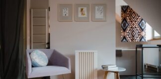 a room with a chair and a table