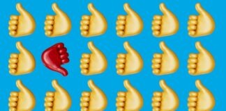 a blue background with a bunch of cookies and a red object