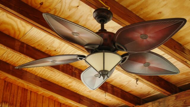 Photo by alvin matthews brown and white 5 blade ceiling fan with light fixture