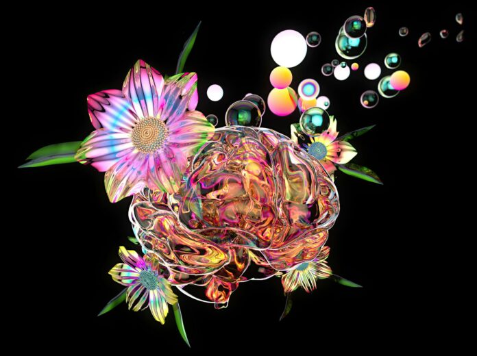 Photo by julien Tromeur a digital painting of a flower and bubbles