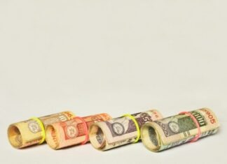 four Indian rupee banknotes