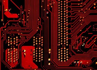 Are Neurochips About to Merge AI and Humans? red and black abstract illustration