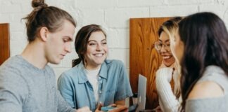 A group of friends at a coffee shop