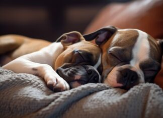Looking for a Playmate? Dogs That Are a Great Match for Frenchton Puppies View of cute dog sleeping on bed