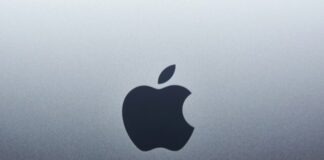 apple logo on blue surface