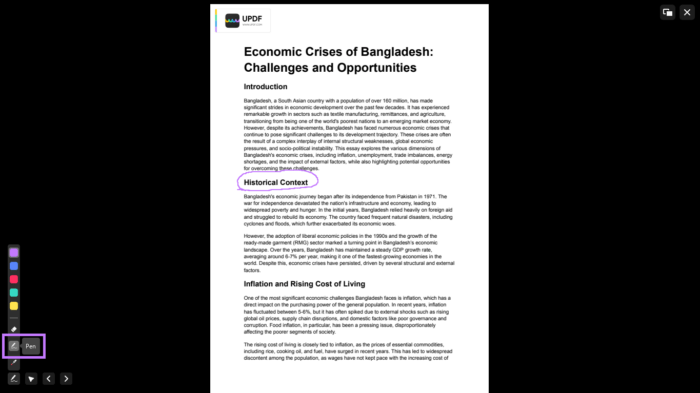 use the pen feature to mark or draw something.