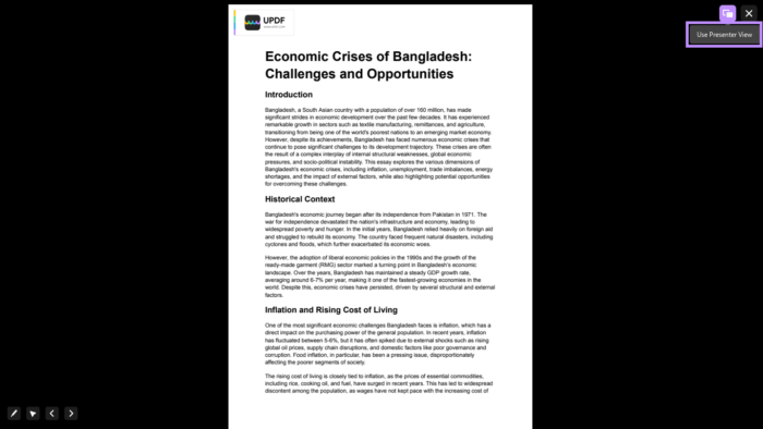 open the presenter view.