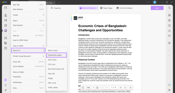 export the pdf as a powerpoint pptx file.