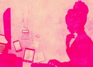 woman, work, thinking