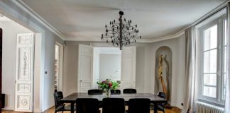 brown wooden dining set inside room