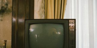 a television on a stand