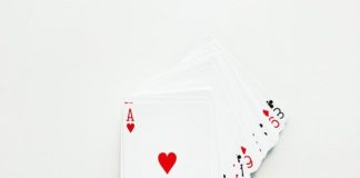 white and red heart print card