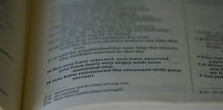 an open book with text